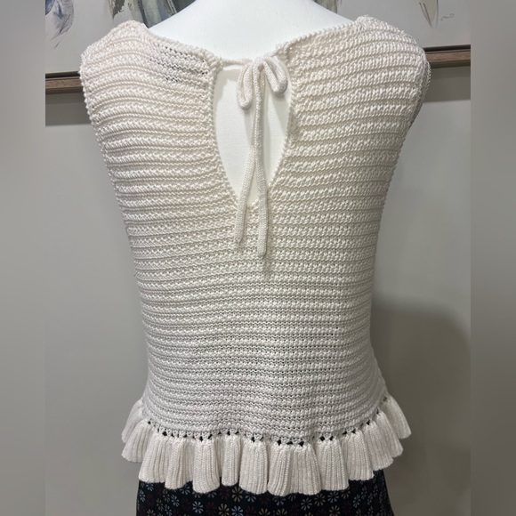 Lulu's Cream Ribbed Ruffled Crop Tank Top - Picture 9 of 11